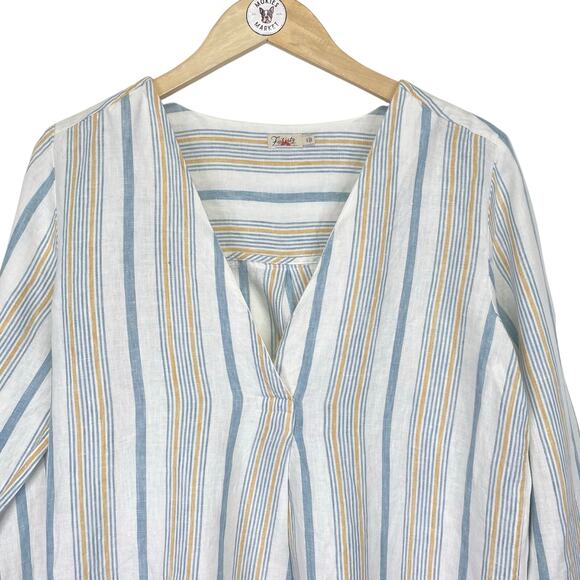 FAHERTY Beach Days Tunic Dress in Luciano Stripe 100% Linen Womens S Beach Boho - Picture 3 of 10